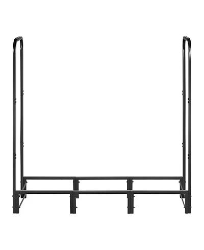 Slickblue 4ft Metal Firewood Holder Rack with Top Cover for Outdoor Wood Storage