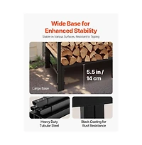 Slickblue 4ft Metal Firewood Holder Rack with Top Cover for Outdoor Wood Storage