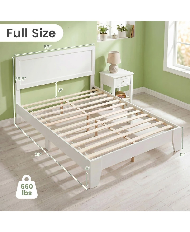 Sugift Full Size Modern Bed Frame with Headboard No Box Spring Needed