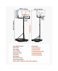 Sugift Portable Basketball Hoop with 10 ft Height Adjustment 48 in Pc Backboard and Wheels