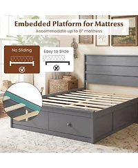 Sugift Full Size Wooden Platform Bed Frame with 2 Storage Drawers