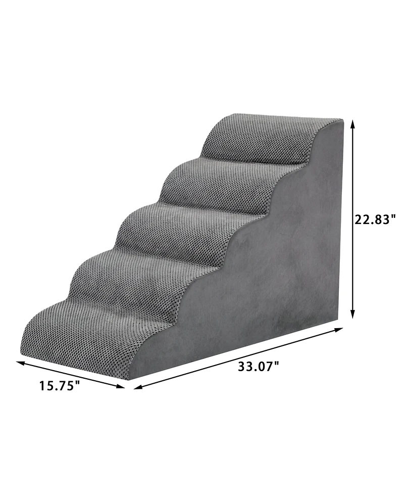 Zeny Staircase ramps designed for small dogs and cats, high-density foam curved pet steps