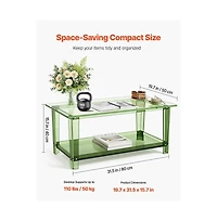 Slickblue Modern Acrylic Coffee Table with 2 Tier Storage Shelf Design