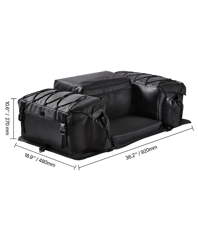 Sugift 50L Atv Rear Cargo Storage Bag with Sponge Seat Cushion Bottle Holder 600D Oxford Cloth