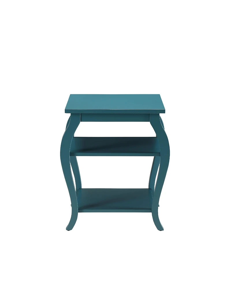 Flynama 2-Tier Open Storage Accent Table with Solid Wood Cabriole Leg