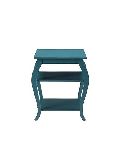 Flynama 2-Tier Open Storage Accent Table with Solid Wood Cabriole Leg
