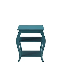 Flynama 2-Tier Open Storage Accent Table with Solid Wood Cabriole Leg