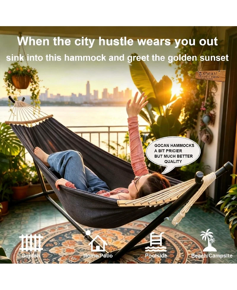 Aofar Double Hammock Canvas with Spreader Bar