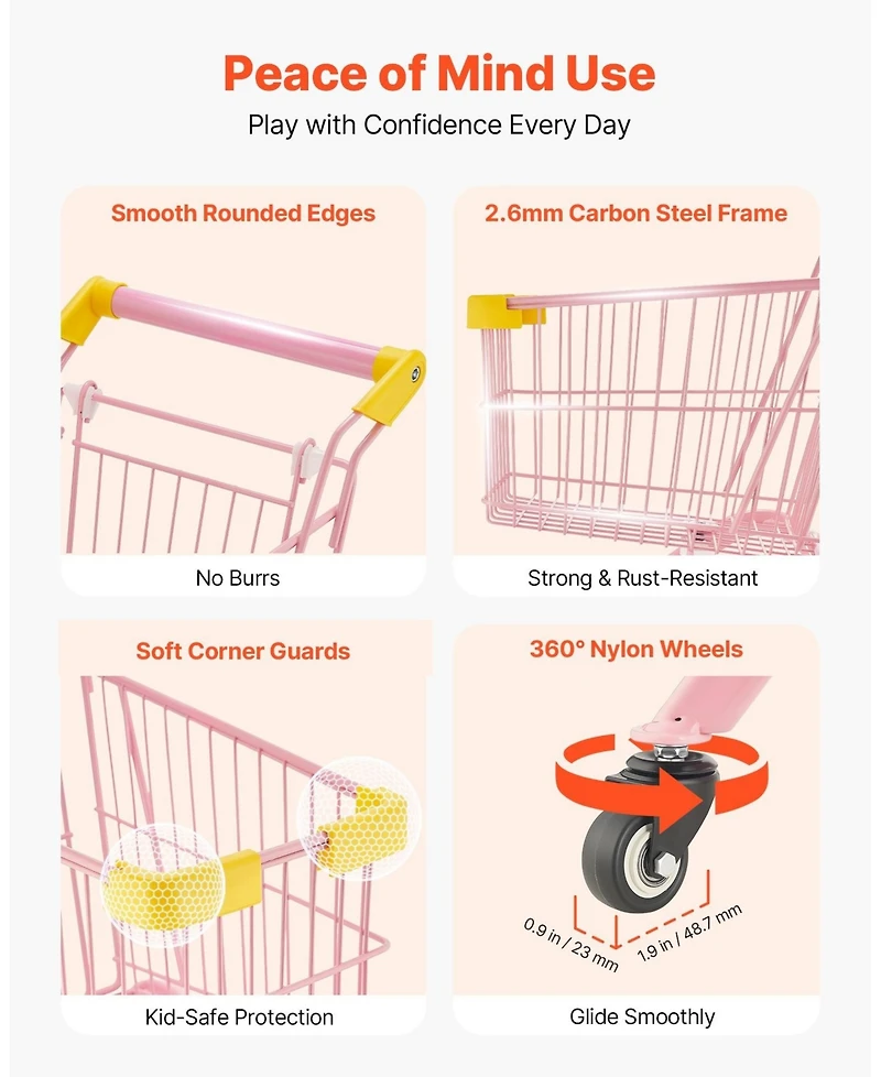 Sugift Doll-Seat Foldable Shopping Cart, Ages 3+