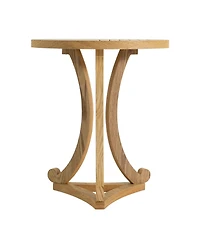 Flynama Round Wood Accent Table, Curved Tripod Base Slatted Top End Table, 17.72"D x 20.67"H