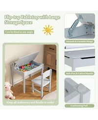 Gouun Wooden Kids Activity Table and Chair Set with Paper Roll Holder and Storage