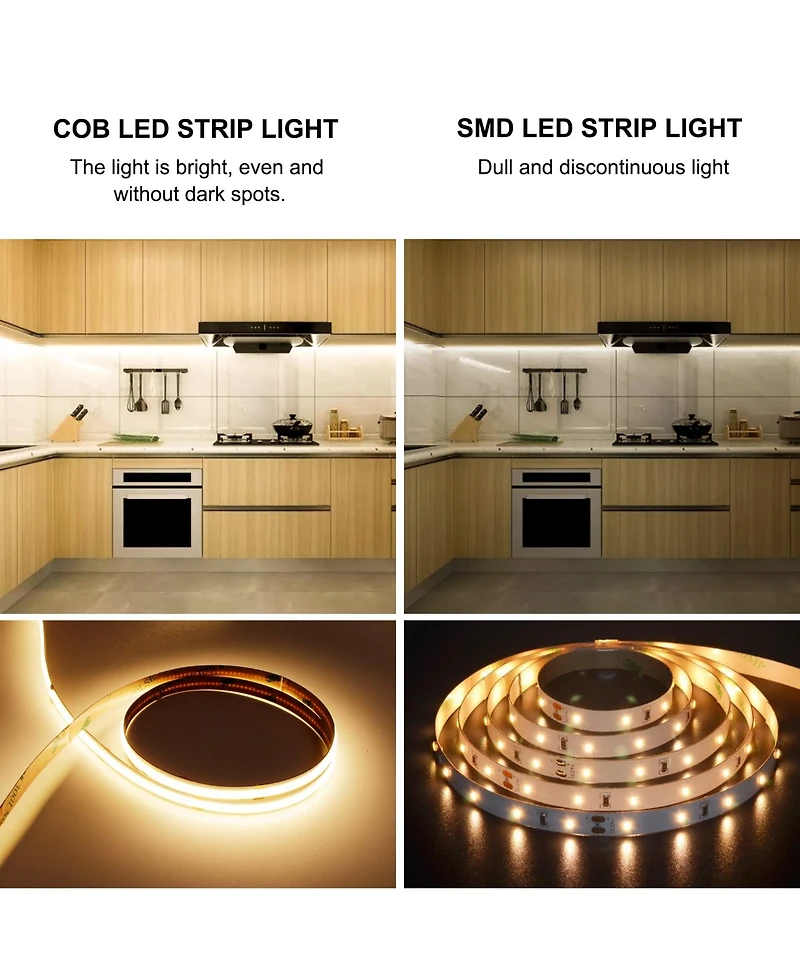 Lofree Cob Led Dimmable Remote Control Strip Light, 16.4'L
