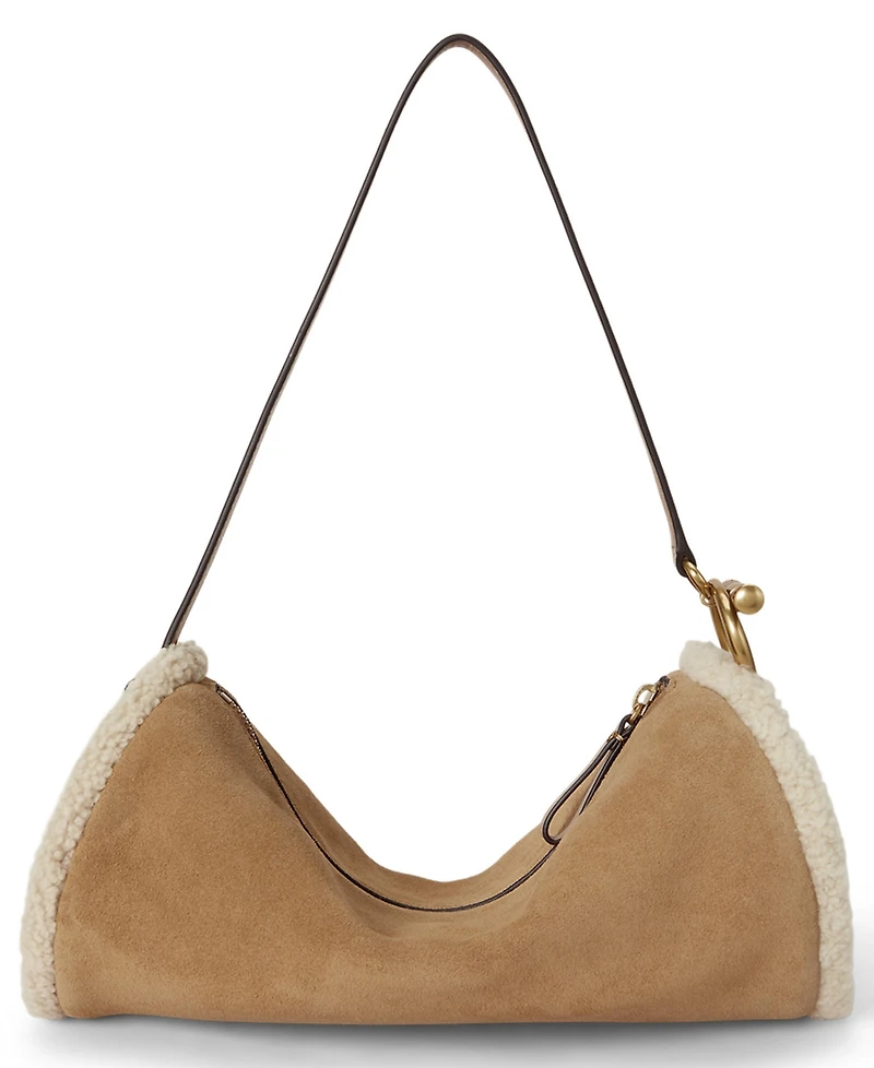 Lauren Ralph Lauren Shearling-Trim Small Blaike Barrel Bag