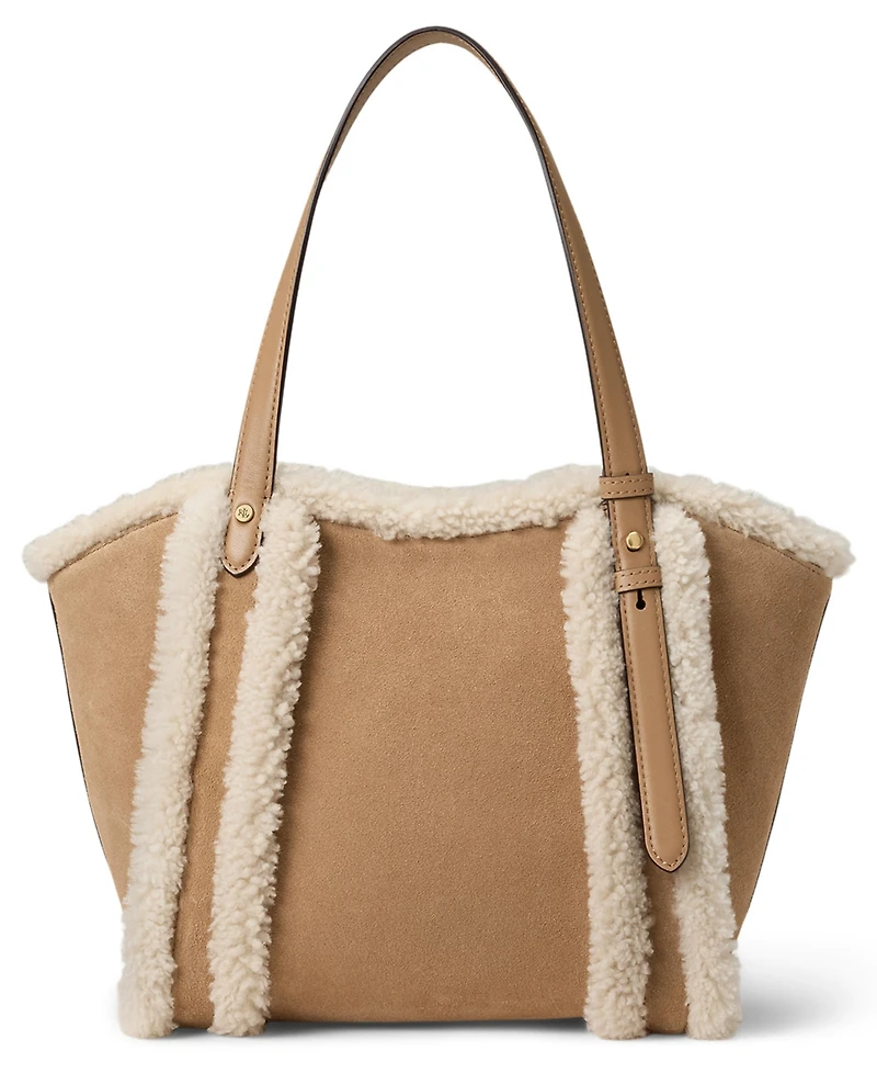 Lauren Ralph Lauren Shearling-Trim Large Tasha Tote Bag
