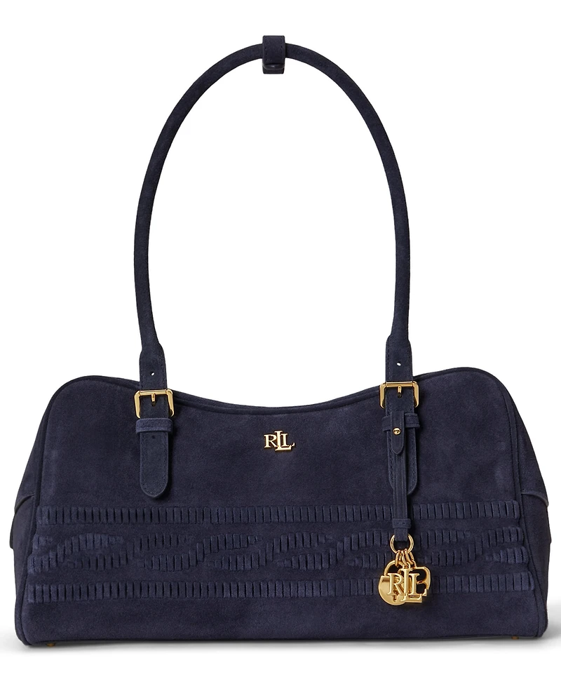 Lauren Ralph Lauren Cable-Embossed Medium Marcy Zip Satchel Bag