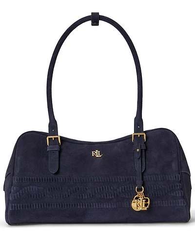 Lauren Ralph Lauren Cable-Embossed Medium Marcy Zip Satchel Bag