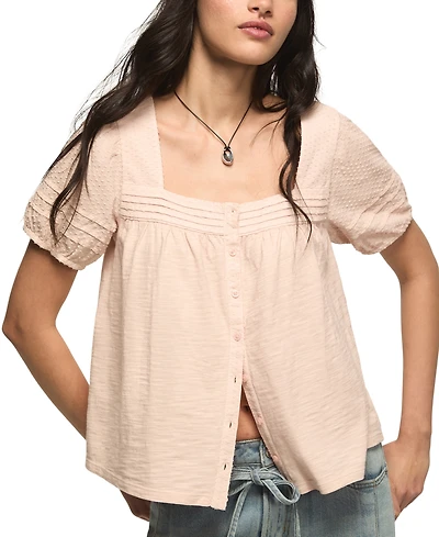 Lucky Brand Women's Puff-Sleeve Square-Neck Blouse