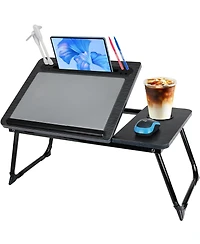 Gnuadz Laptop Bed Desk Adjustable Lap Table Charge Port Cup Holder Foldable Tray