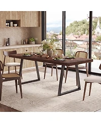 Tribesigns 63" Industrial Dining Table for 4-6 with Solid Wood