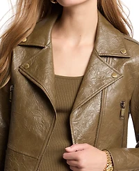 Michael Kors Women's Cropped Faux-Leather Moto Jacket