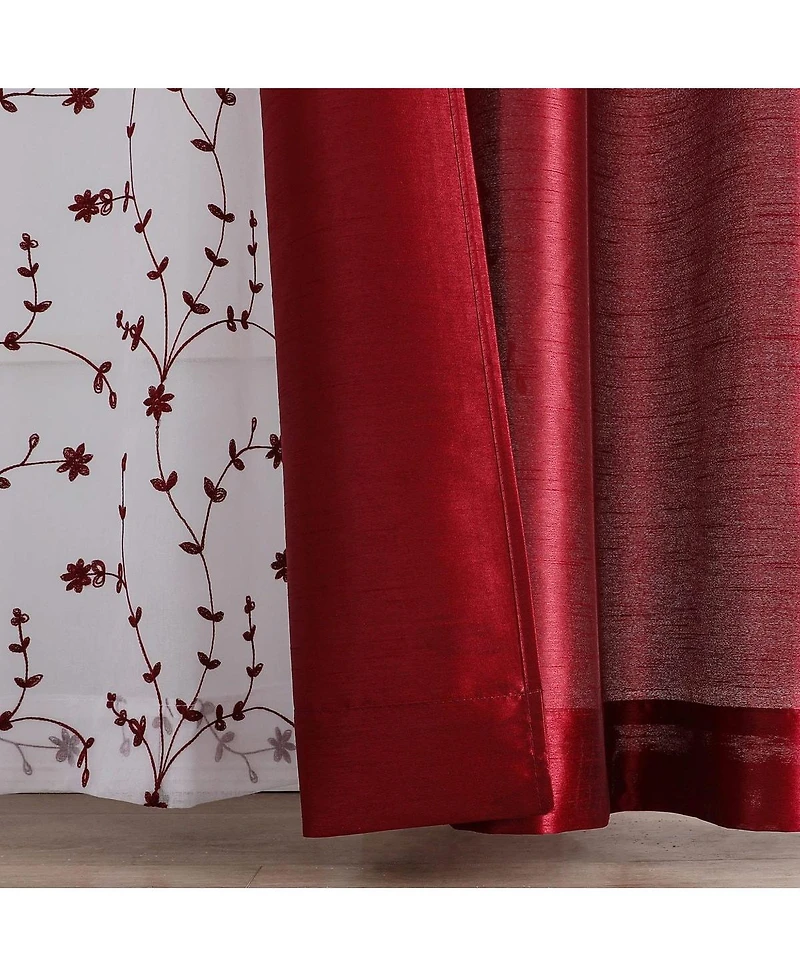 Kate Aurora Gloria Embroidered 6 Piece Rod Pocket Coordinating Sheer Window Curtain Panels