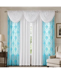 Kate Aurora 7 Piece Hampton Elegance Sheer Curtain Panels And Beaded Valances Set