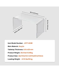 Sugift C-Shaped Clear Acrylic Coffee Table Side Table 32 x 15.8 x 16.3 in for Living Room Terrace