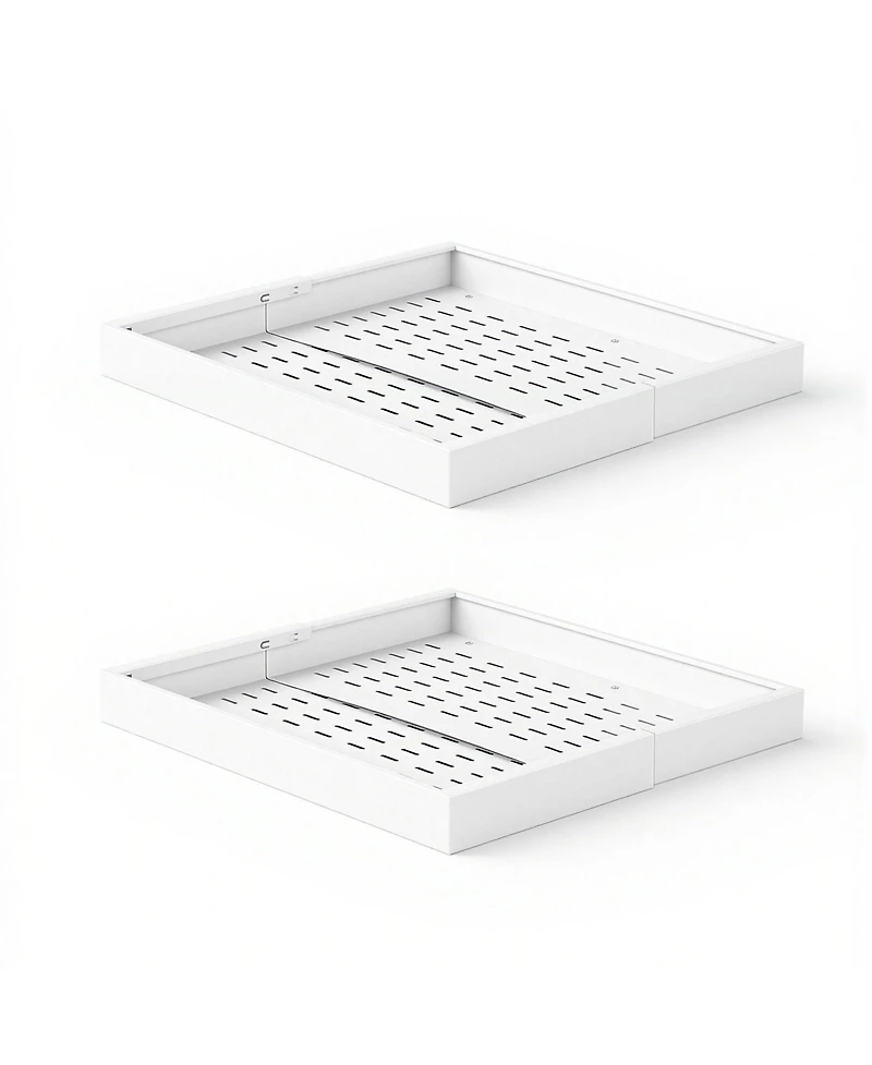 Sugift 2 Pack Pull Out Cabinet Organizer Expandable 12.2in-18.9in Width 20.47in Deep Sliding Drawers