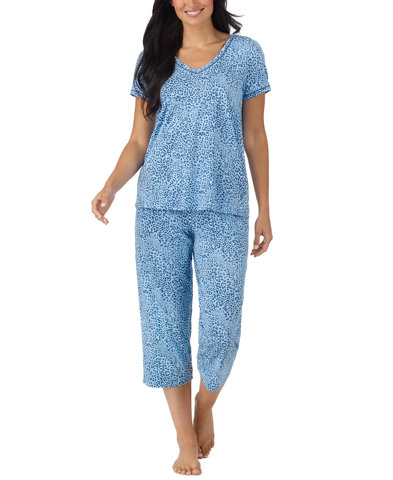 Cuddl Duds Printed Elbow-Sleeve Top & Capri Pants Pajama Set