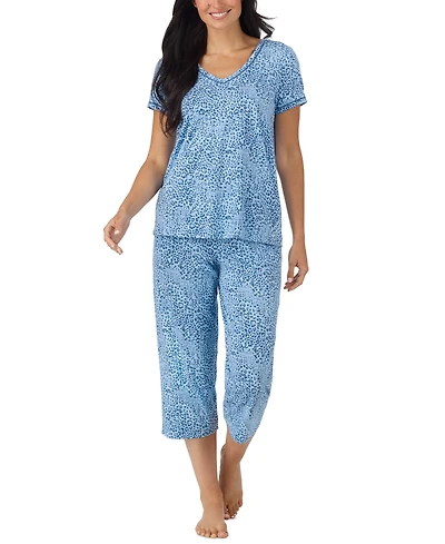 Cuddl Duds Printed Elbow-Sleeve Top & Capri Pants Pajama Set