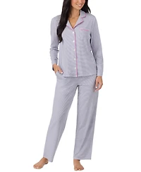 Cuddl Duds Women's Long-Sleeve Button-Front Cotton-Blend Pajama Set