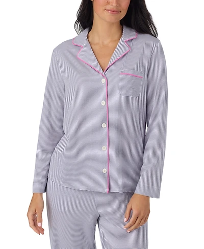 Cuddl Duds Women's Long-Sleeve Button-Front Cotton-Blend Pajama Set