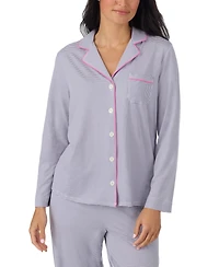 Cuddl Duds Women's Long-Sleeve Button-Front Cotton-Blend Pajama Set