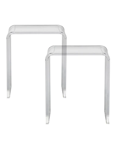 Slickblue Set of 2 Clear Acrylic C Shaped Side Tables for Living Room
