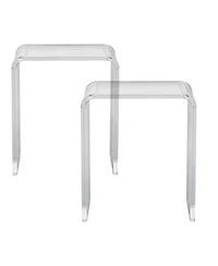 Slickblue Set of 2 Clear Acrylic C Shaped Side Tables for Living Room