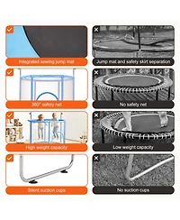 Sugift 55 Inch Indoor/Outdoor Trampoline with Safety Enclosure Net and Basketball Hoop, Ages 3-12
