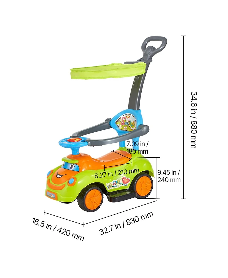 Sugift 3-in-1 Ride-On Push Car with Interactive Steering Wheel, Led Lights & Music, Guardrails, 55 lbs, Ages 19-36 Months