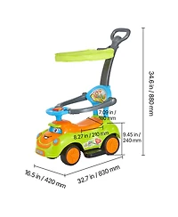 Sugift 3-in-1 Ride-On Push Car with Interactive Steering Wheel, Led Lights & Music, Guardrails, 55 lbs, Ages 19-36 Months