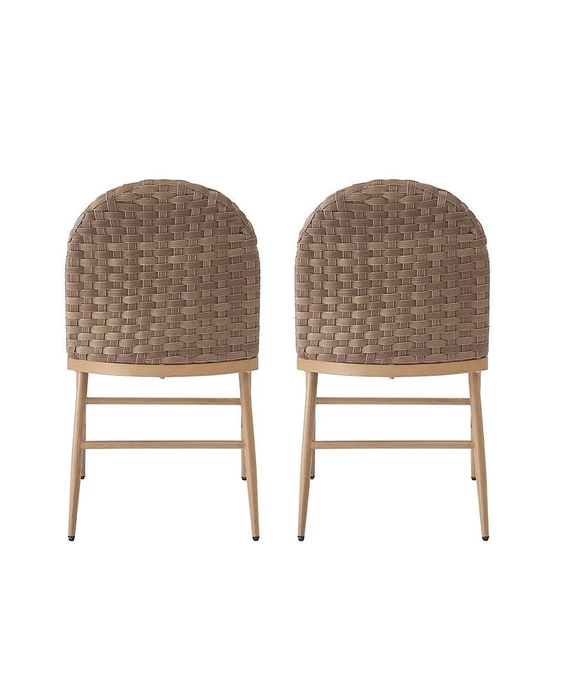 Flynama Set of 2 Farmhouse Iron Frame Rattan Back Dining Chairs, 400 Lbs High Load Capacity Armless Side Chairs