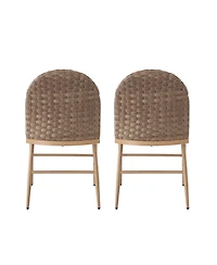 Flynama Set of 2 Farmhouse Iron Frame Rattan Back Dining Chairs, 400 Lbs High Load Capacity Armless Side Chairs