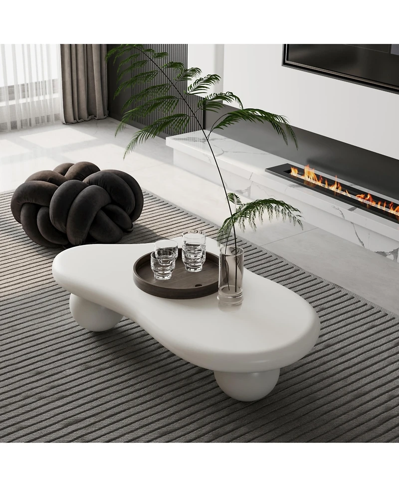 Flynama Cloud Shape Coffee Table Cream Mdf Ball Legs Modern Living Room Table