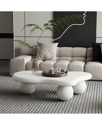 Flynama Cloud Shape Coffee Table Cream Mdf Ball Legs Modern Living Room Table
