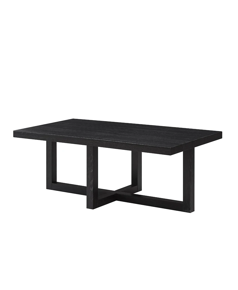 Flynama Contemporary Rectangular Coffee Table Cross Base Wood Finish