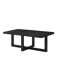 Flynama Contemporary Rectangular Coffee Table Cross Base Wood Finish