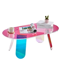 Slickblue Acrylic Coffee Table with Iridescent Finish and Modern Style