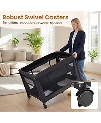 Costway Portable Baby Playard with Soft Mattress, Breathable Mesh Sides