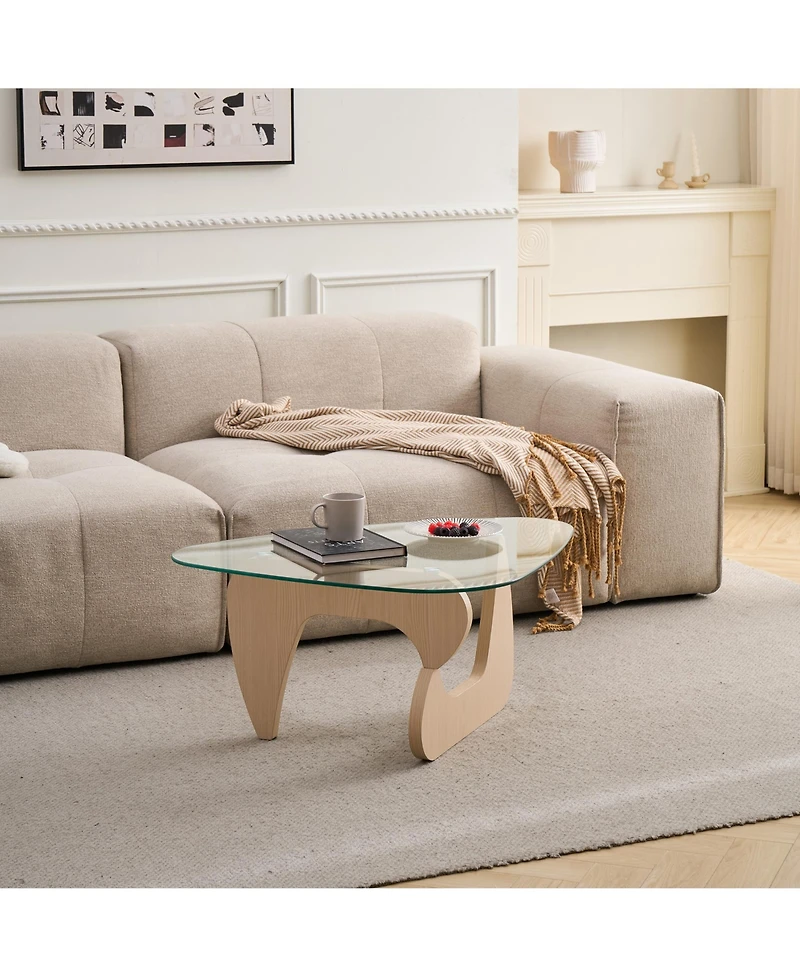 Flynama Small Farmhouse Glass Coffee Table