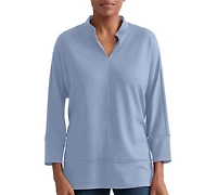 Jones New York Petite Johnny Collar 3/4-Sleeve Knit Blouse