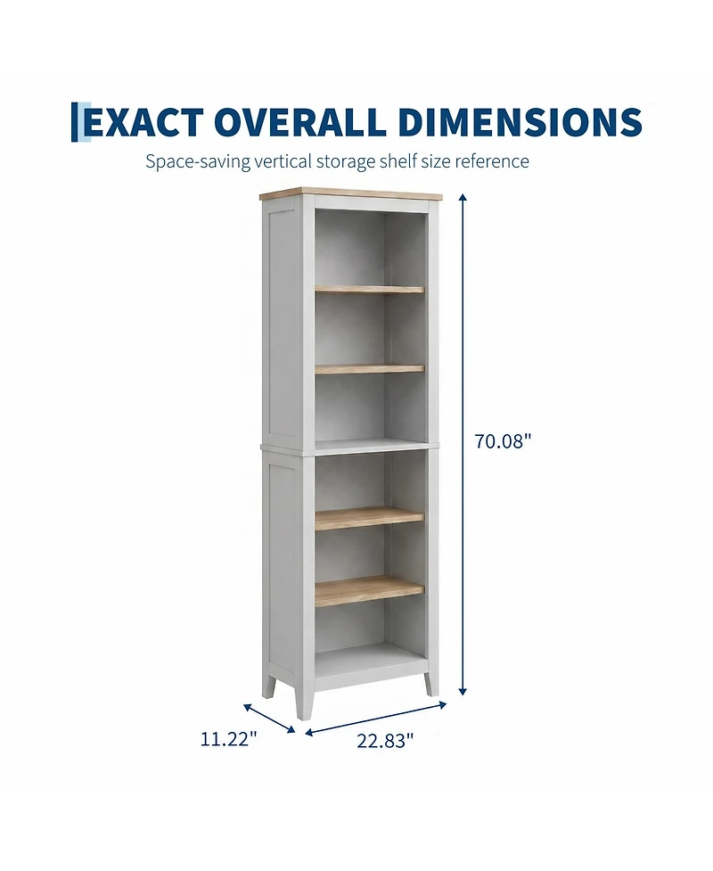 gaomon 70.3" 6-Tier Floor-Standing Bookcase with Open Shelves and Display Racks, Tilt-Resistant Design, Ideal for the Living Room or Home Office