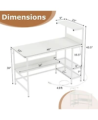Sugift Computer Desk with Power Outlets and Storage Shelves